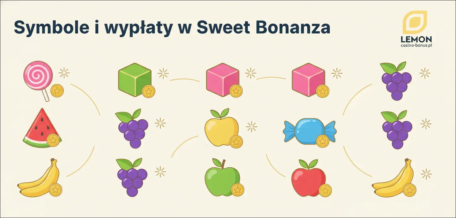 Symbole i wypłaty w Sweet Bonanza